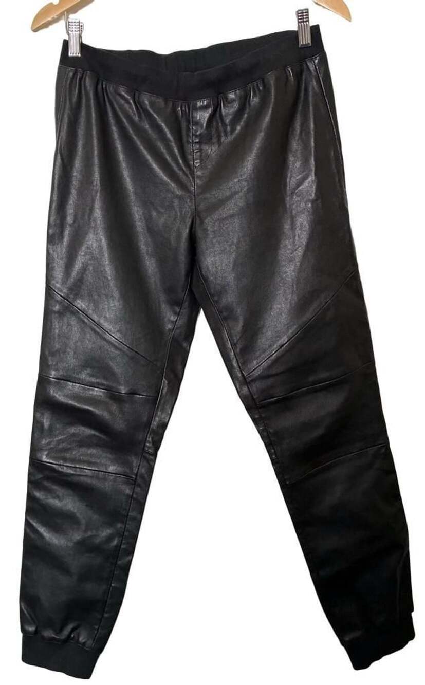 ATM Anthony Thomas Melillo Black 100% Leather Jogger Pants-Size L-preloved